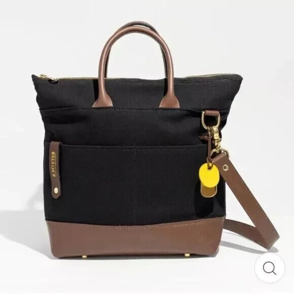 R.Riveter Otto Signature Black Brown Canvas Handbag